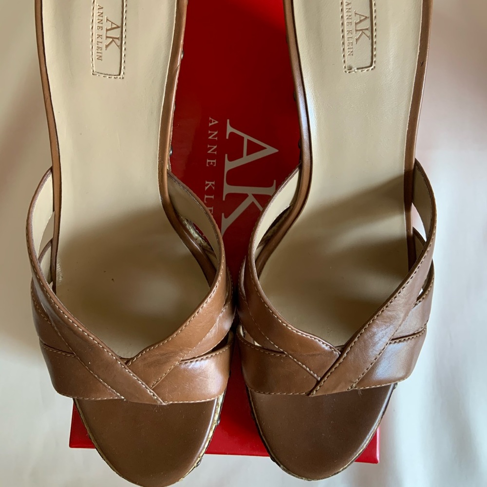 Anne Klein Wedge Leather Strap Sandal - Picture 2 of 5